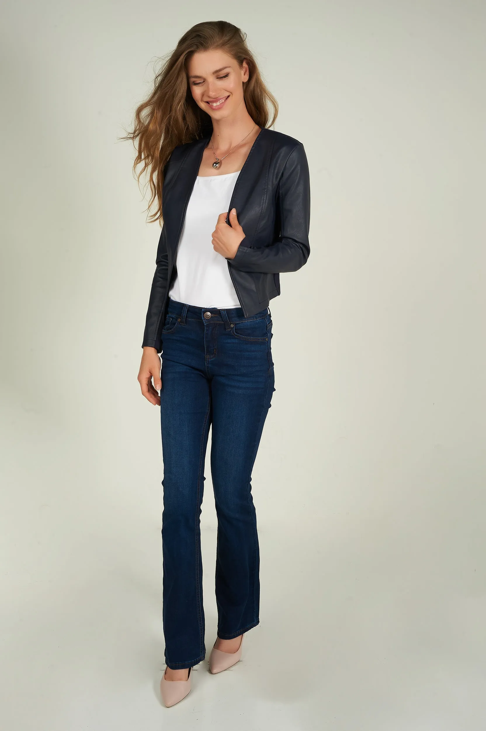 Veste courte en faux cuir - EVELINE-F24 - (R-B20)