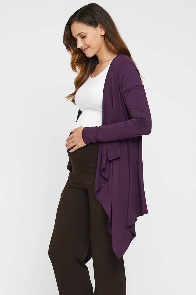 Waterfall Maternity Cardigan - Plum