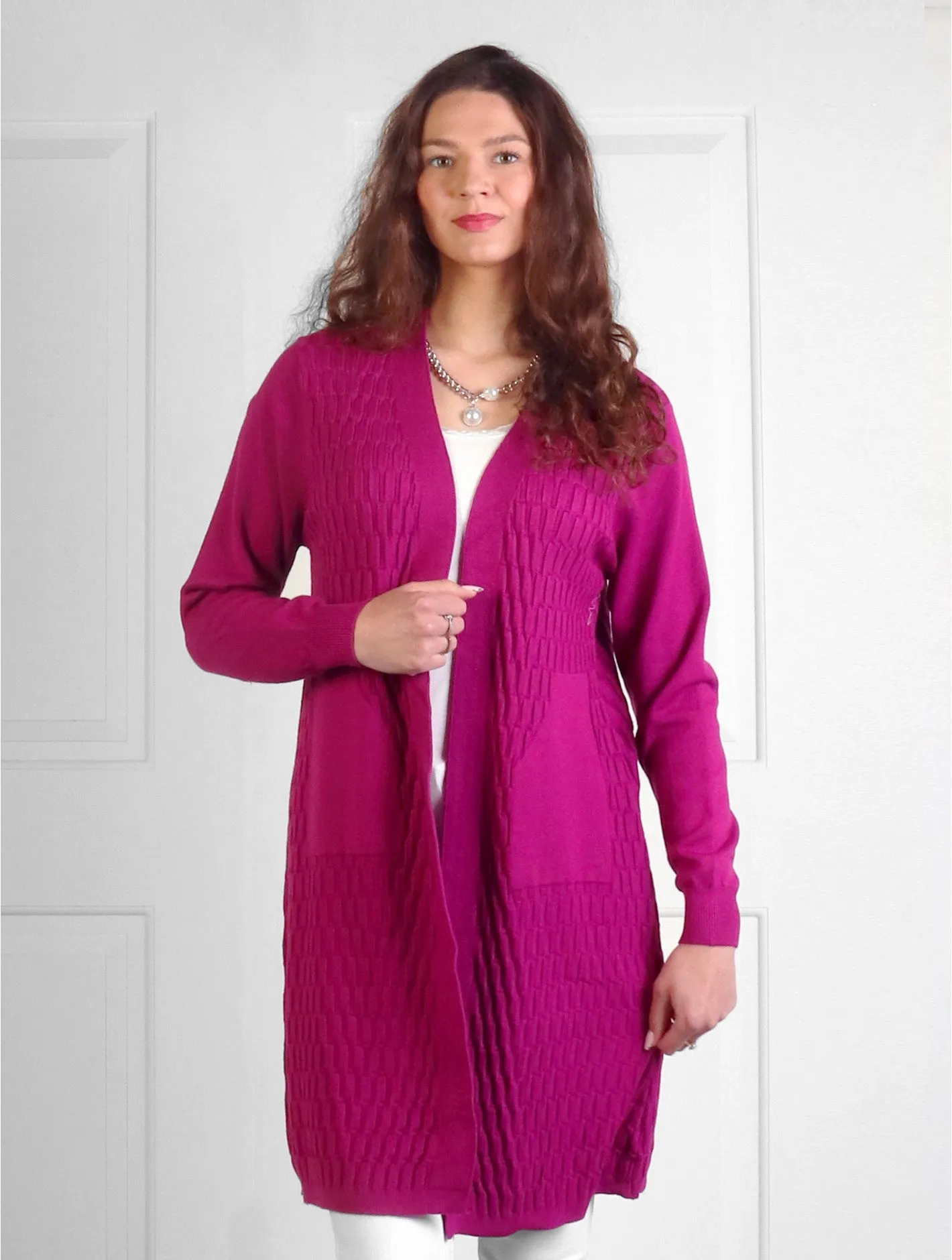 Weave Pattern Solid Colour Cardigan