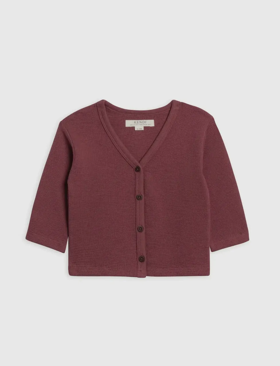 Wells Waffle Knit Button Cardigan - Mullberry