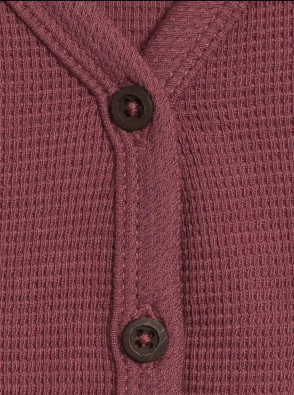 Wells Waffle Knit Button Cardigan - Mullberry