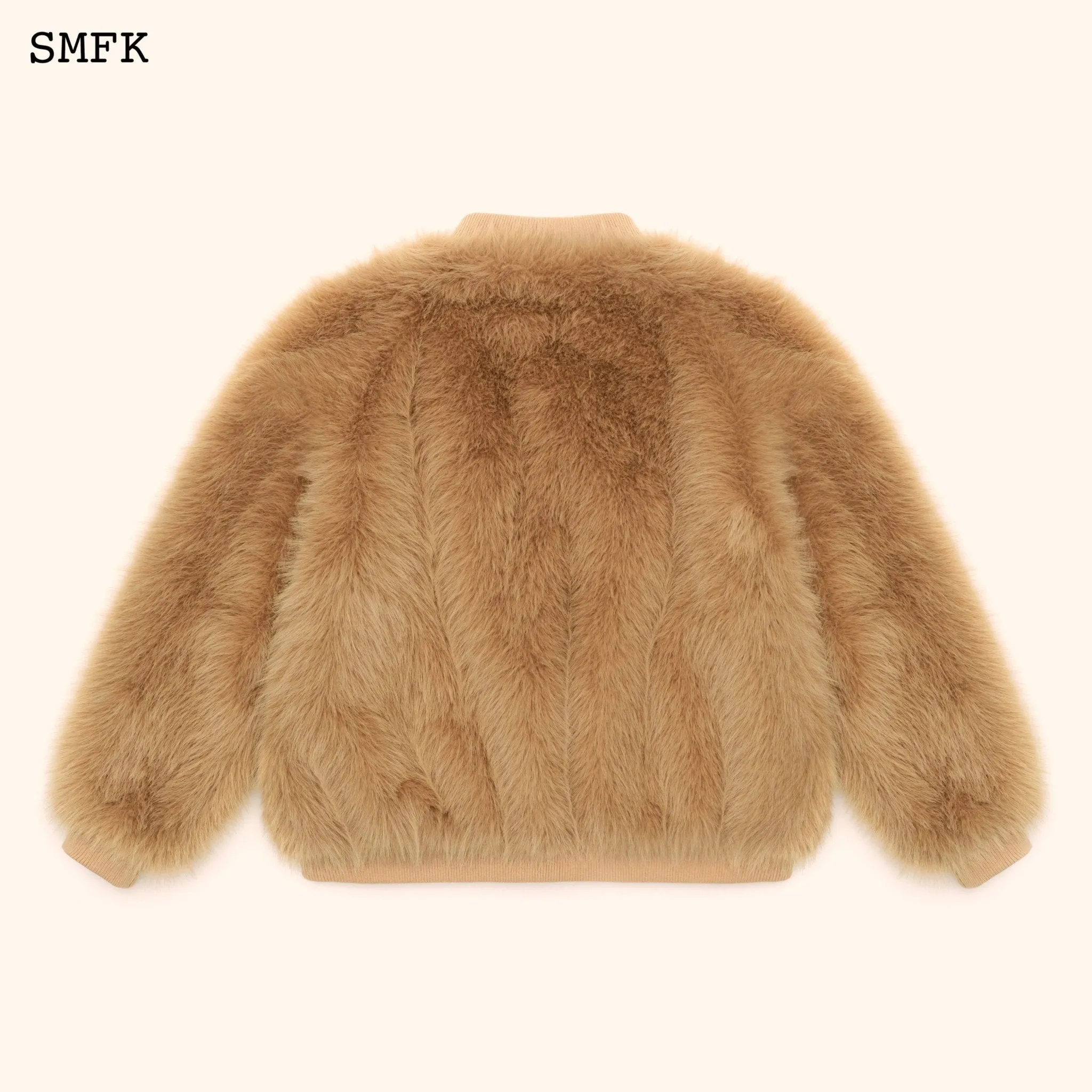 WildWorld Baseball Faux Fur Jacket In Wheat