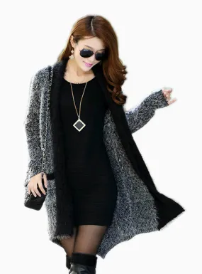 Women Long Cardigan Sweater Fashion Knitted Long Sleeve Cardigan