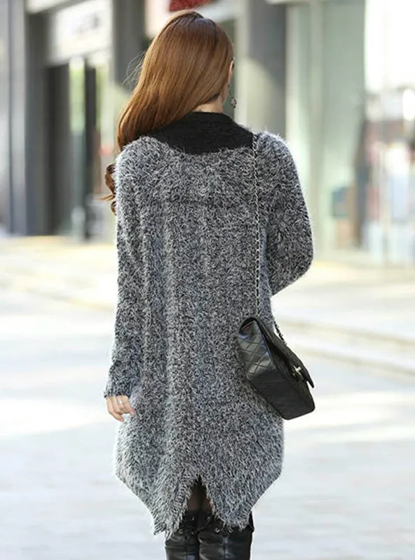 Women Long Cardigan Sweater Fashion Knitted Long Sleeve Cardigan