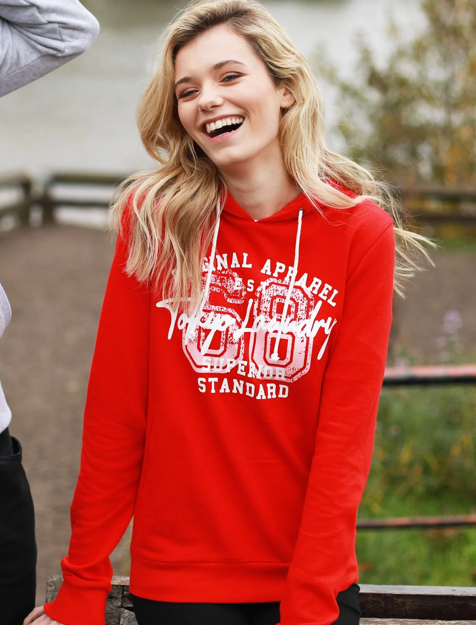 Womens Motif Pullover Hoodie In Lollipop Red - Tokyo Laundry