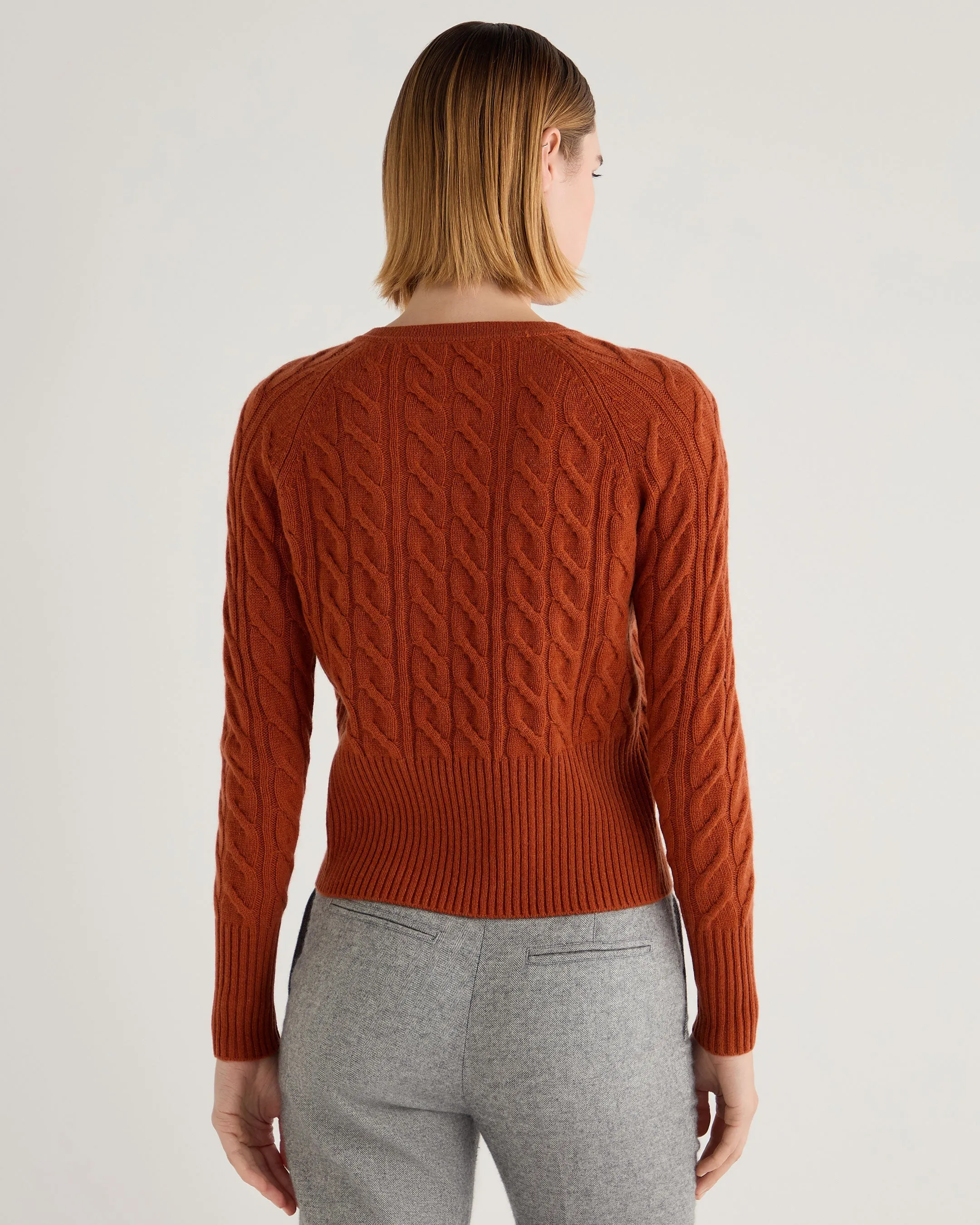 Women's Myla Cable Cashmere Cardigan Rust Orange