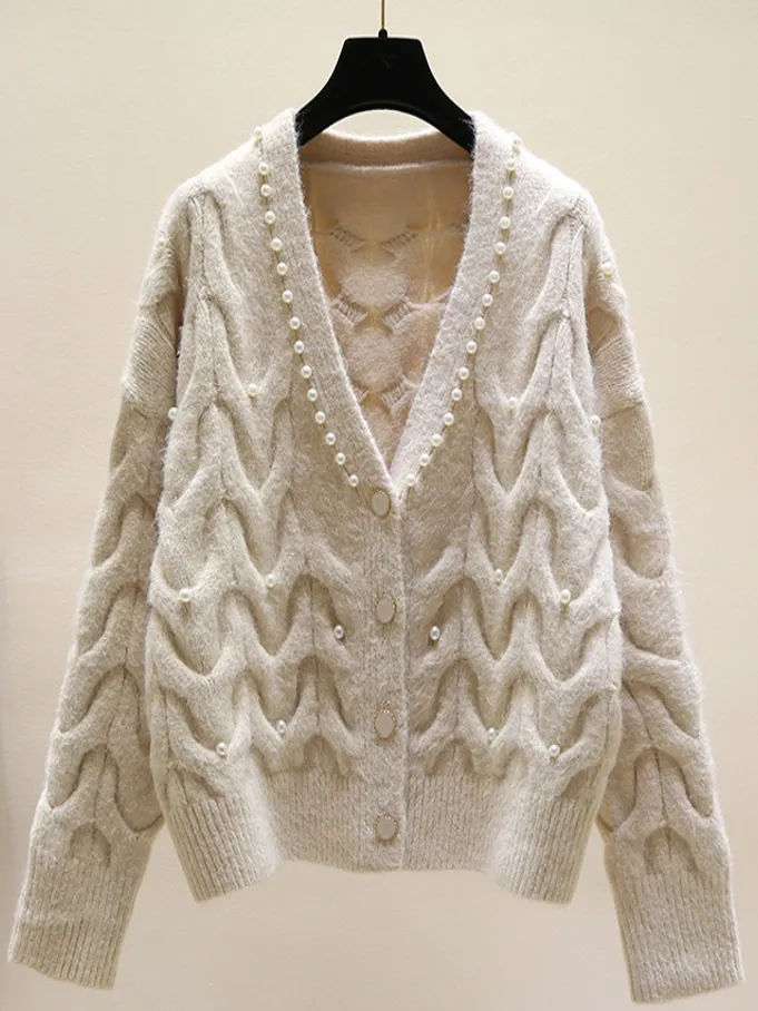 Women's Pearl Knit Button Down Cardigan