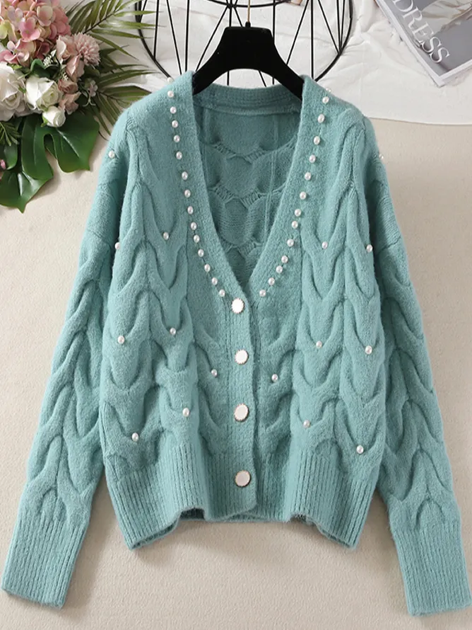 Women's Pearl Knit Button Down Cardigan