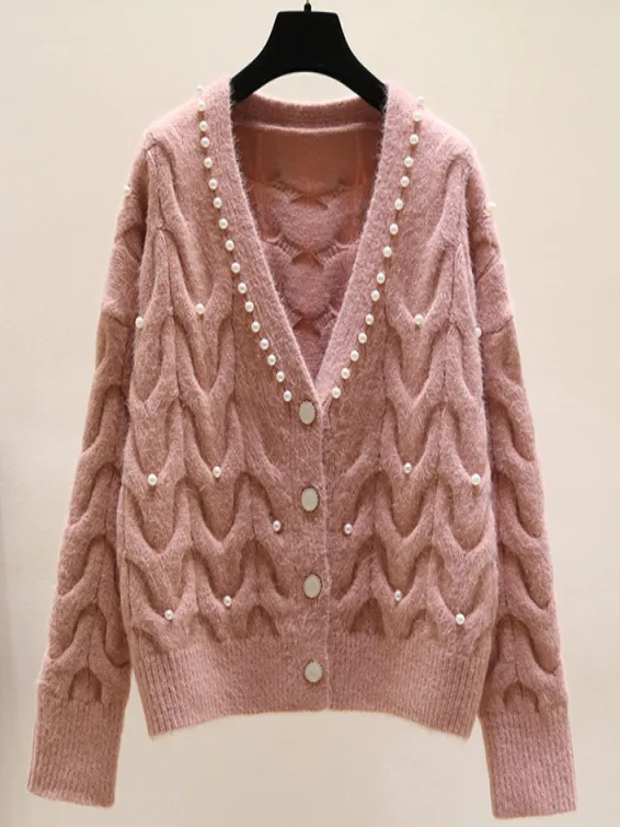 Women's Pearl Knit Button Down Cardigan