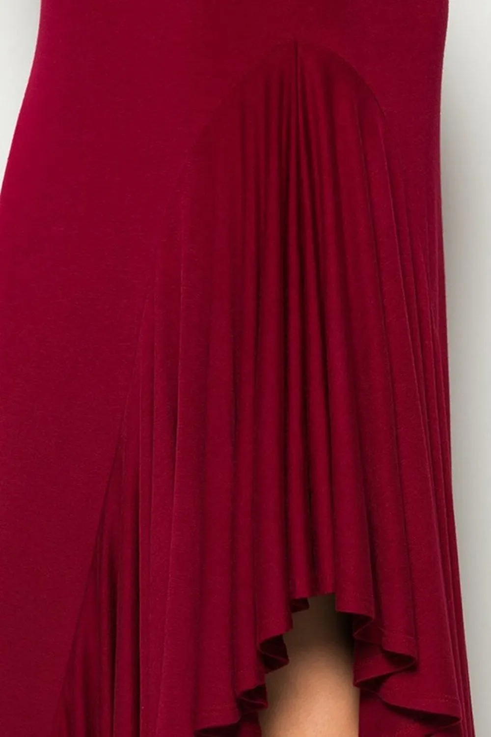 Womens Romantic Valentine Wine Ruffle Slit Maxi Skirt U.S.A