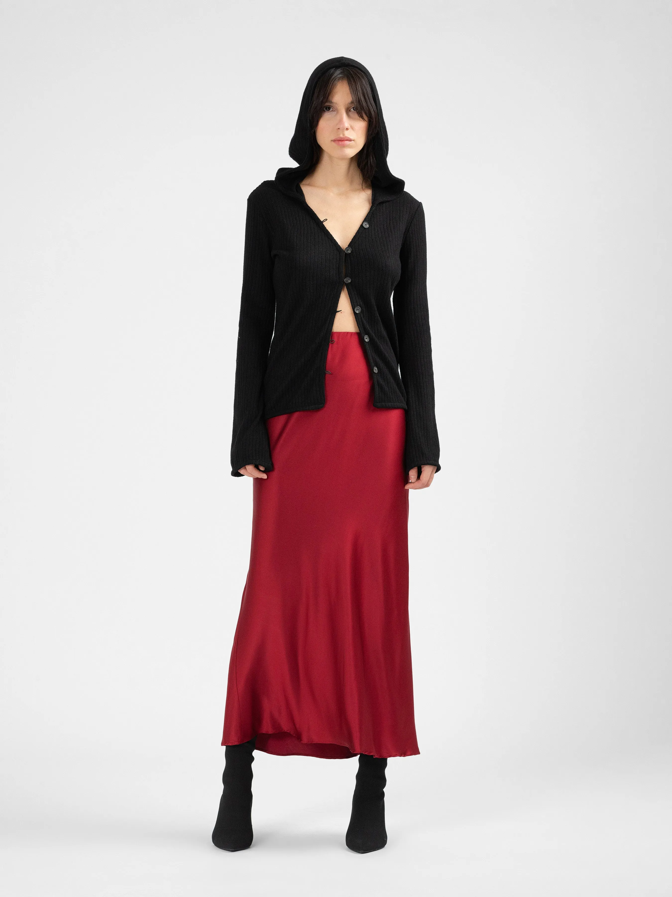 YADIRA bias satin maxi skirt