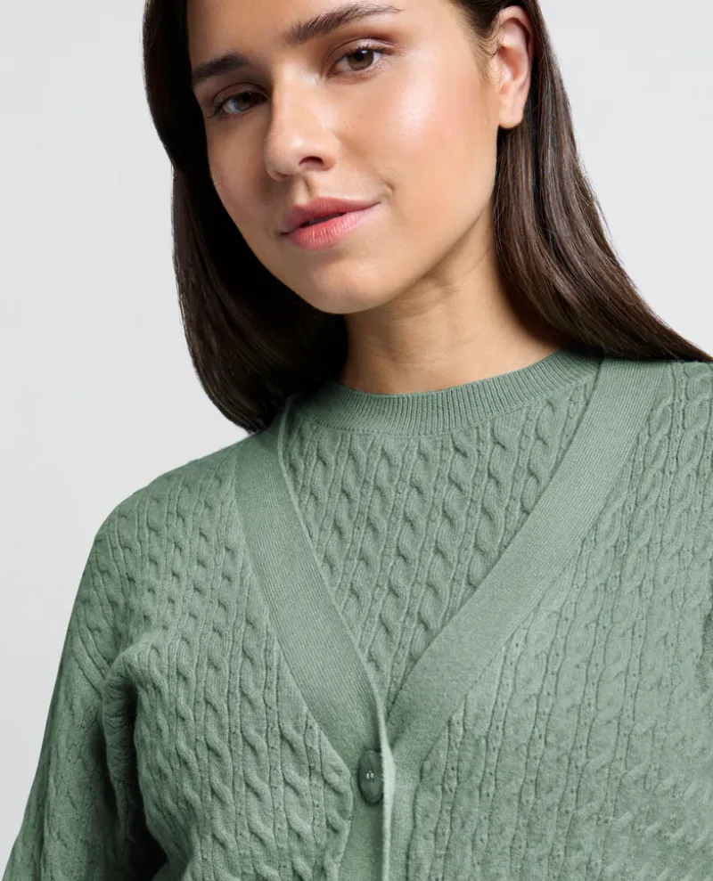 Yaya Jade Green Cable Cardigan