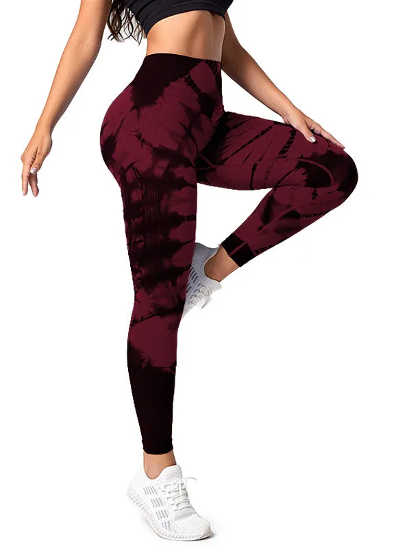 ZASUWA Female Breathable Seamless Tie-Dye Leggings