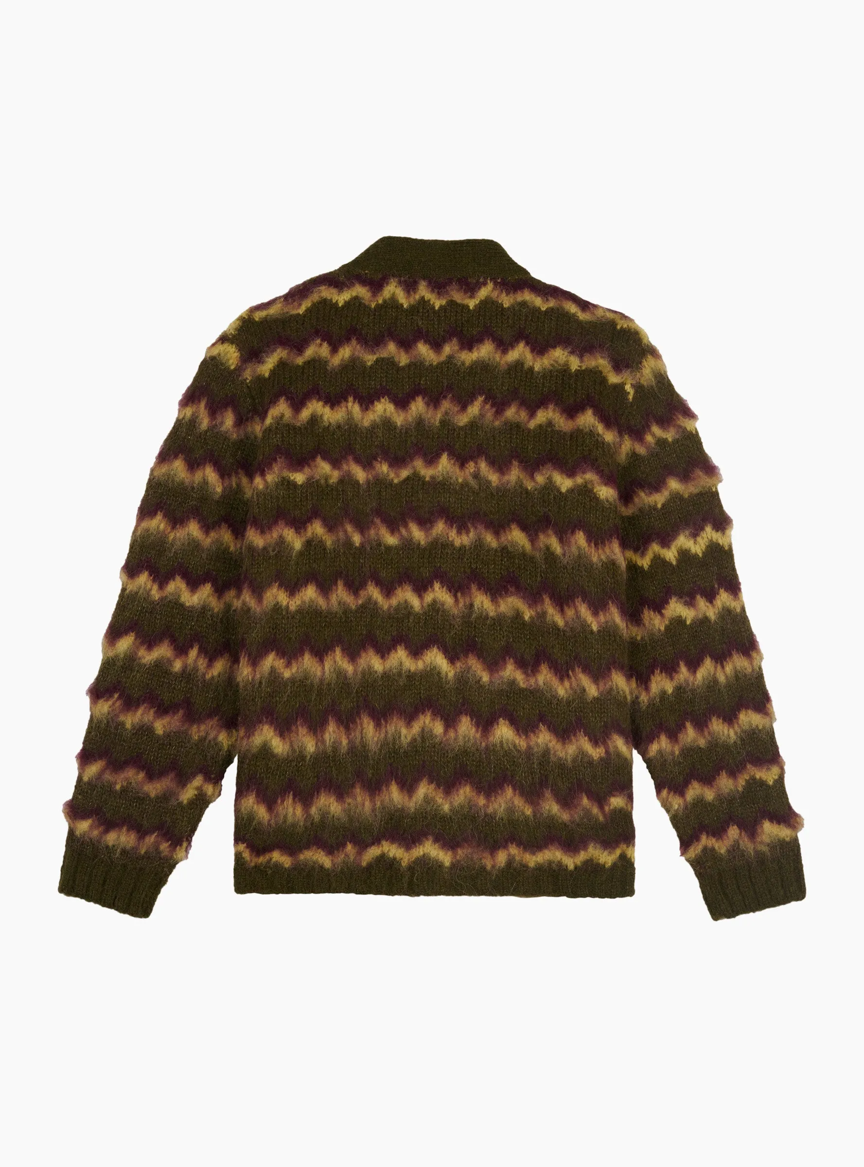 Zig Zag Striped Cardigan Olive Multi